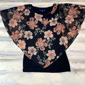 Apt. 9 Women’s Size M Sleeveless Sheer Floral Shawl Sleeveless Blouse